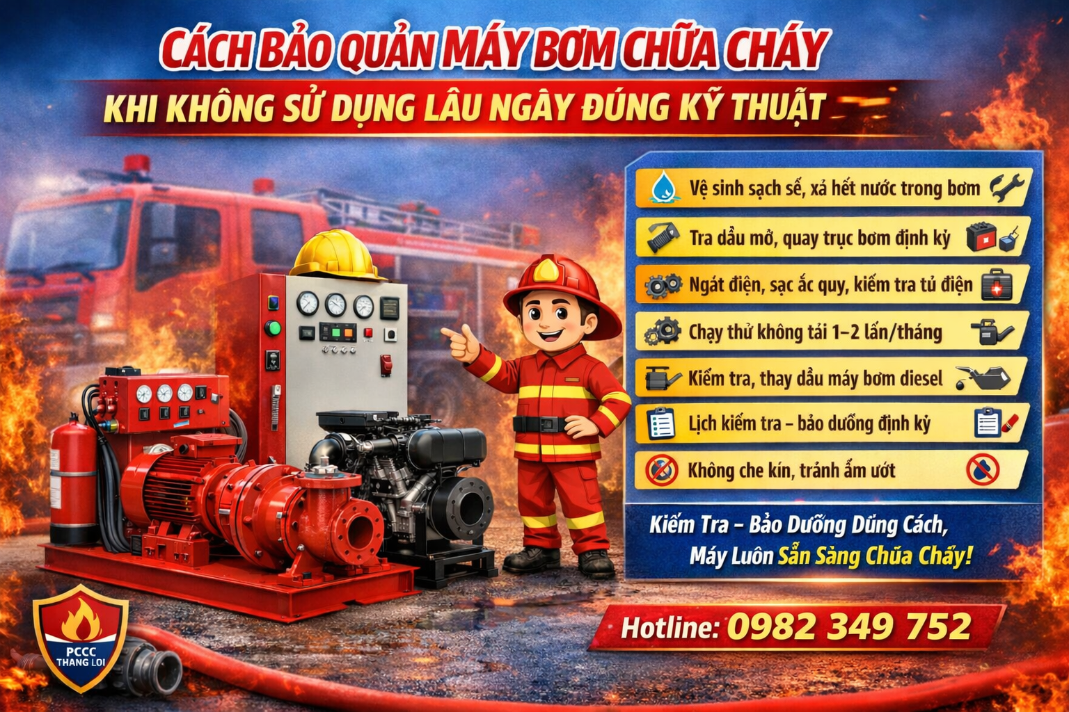Cách Bảo Quản Máy Bơm Chữa Cháy Khi Không Sử Dụng Lâu Ngày Đúng Kỹ Thuật